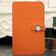 AAA 1:1 Hermes Dogon Combine Wallet In Orange Leather HJ00293