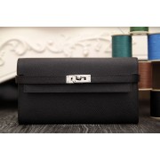 AAA Discount Hermes Kelly Longue Wallet In Black Epsom Leather HJ00905