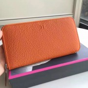 AAA Hermes Orange Clemence Azap Zipped Wallet Replica HJ00799