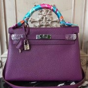 AAA Hermes Purple Clemence Kelly 28cm Bag HJ00819