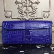 Cheap Luxury Hermes Jige Elan 29 Clutch In Blue Electric Crocodile Leather HJ00454
