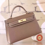 Copy Luxury Knockoff Hermes Etoupe Epsom Kelly Mini II 20cm Handmade Bag HJ00311
