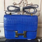 Designer Luxury Copy Hermes Blue Constance MM 24cm Crocodile Bag HJ00144