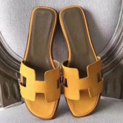 Designer Luxury Replica Hermes Oran Sandals In Jaune Epsom Leather HJ00921