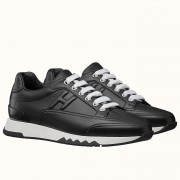 Fashion Hermes Trail Sneaker In Black Calfskin Leather HJ00623