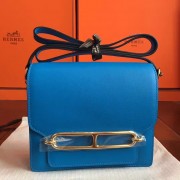 Faux Hermes Mini Sac Roulis Bag In Blue Hydra Swift Leather HJ00682