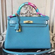 Hermes Blue Jean Clemence Kelly 28cm Bag Replica HJ00598