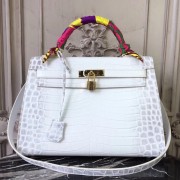 Hermes Kelly 32cm Bag In White Crocodile Leather HJ00458