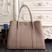 Hermes Small Garden Party 30cm Tote In Grey Leather HJ00442