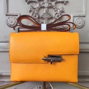 Hermes Yellow Goatskin Verrou Shoulder Handmade Bag HJ00560