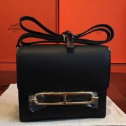 High End Hermes Mini Sac Roulis Bag In Black Swift Leather HJ00966