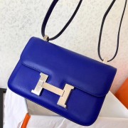 High Quality Knockoff Hermes Epsom Constance 24cm Blue Electric Handmade Bag HJ00139
