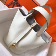 High Quality Replica Hermes White Picotin Lock MM 22cm Handmade Bag HJ00497