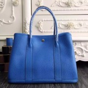 Hot Fake Hermes Medium Garden Party 36cm Tote In Blue Leather HJ00975
