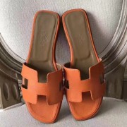 Imitation Cheap AAA Hermes Oran Sandals In Orange Epsom Leather HJ00619