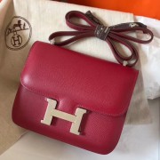 Imitation Hermes Mini Constance 18cm Ruby Epsom Bag HJ01106