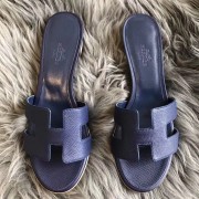 Imitation Hermes Oasis Sandals In Sapphire Epsom Leather HJ00225