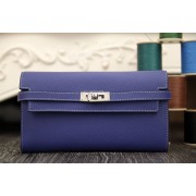 Imitation High Quality Hermes Kelly Longue Wallet In Electric Blue Epsom Leather HJ00542