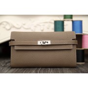 Imitation Top Hermes Kelly Longue Wallet In Etoupe Clemence Leather HJ00028