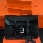 Knockoff Designer Hermes Halzan Bag In Black Clemence Leather HJ00188