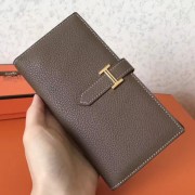 Knockoff Hermes Taupe Clemence Bearn Gusset Wallet HJ00026