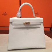 Knockoff Knockoff Luxury Hermes White Epsom Kelly 25cm Sellier Handmade Bag HJ01335