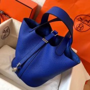 Luxury Faux Hermes Blue Electric Picotin Lock MM 22cm Handmade Bag HJ00428