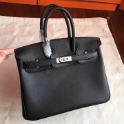 Luxury Hermes Black Swift Birkin 25cm Handmade Bag HJ00608