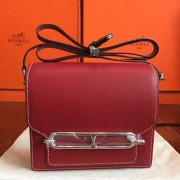 Luxury Hermes Mini Sac Roulis Bag In Red Swift Leather HJ01068