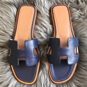 Perfect Hermes Oran Sandals In Navy Swift Leather HJ00100
