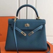 Replica Best Cheap Hermes Blue Jean Clemence Kelly 25cm GHW Bag HJ00220