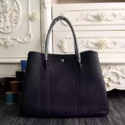 Replica Faux Hermes Small Garden Party 30cm Tote In Black Leather HJ00395