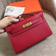 Replica Perfect Hermes Rouge Vif Epsom Kelly Pochette Handmade Bag HJ00070