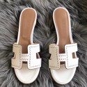 AAA Fake Hermes White Epsom Oasis Perforated Sandals HJ01064