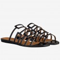 AAA Hermes Olympe Sandals In Black Nappa Leather HJ01332