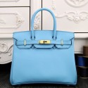 AAA Knockoff Hermes Birkin 30cm 35cm Bag In Light Blue Epsom Leather HJ01339