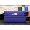 AAA Replica Top Fake Hermes Kelly Longue Wallet In Electric Blue Clemence Leather HJ01084