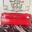 Cheap Fake Hermes Cherry Crocodile Kelly Cut Clutch Bag HJ00626