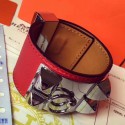 Cheap Hermes Red Epsom Collier De Chien Bracelet Size S HJ00698