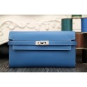 Copy Hermes Kelly Longue Wallet In Jean Blue Epsom Leather HJ00955