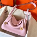 Copy Hermes Pink Lindy 26cm Clemence Handmade Bag HJ01358