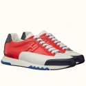Copy Hermes Trail Sneaker In Red/White Calfskin HJ00697
