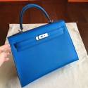 Copy High End Hermes Blue Epsom Kelly 32cm Sellier Handmade Bag HJ00261