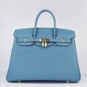 Designer Hermes Birkin 30cm 35cm Bag In Blue Jean Togo Leather HJ00397