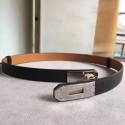 Fake Hermes Black Epsom Kelly Belt With Palladium Hardware Replica HJ00074
