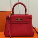 Fashion Copy High Quality Hermes Red Clemence Kelly 20cm GHW Bag HJ00089