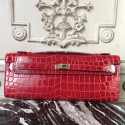 Fashion Hermes Red Crocodile Kelly Cut Clutch Bag HJ01153