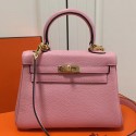 Faux AAA Hermes Pink Clemence Kelly 20cm GHW Bag HJ00904