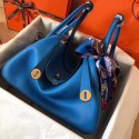 First-class Quality Hermes Blue Zanzibar Lindy 30cm Bicolor Handmade Bag Replica HJ00401