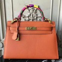 First-class Quality Hermes Orange Epsom Kelly 32cm Sellier Bag HJ00208
